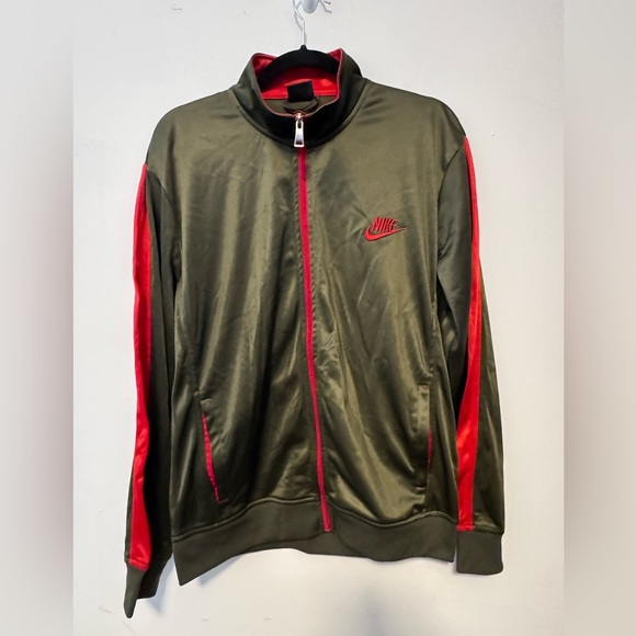 Nike Men's Olive green and Red logo Track Jacket size medium full zip up - Picture 1 of 9